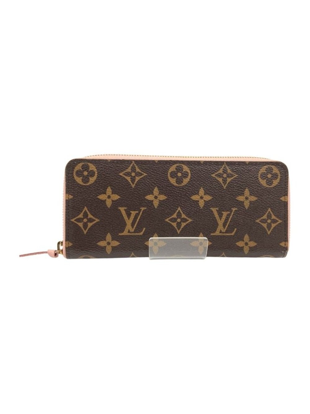 Louis Vuitton Monogram Portefeuille Clemence Zip Around Wallet Brown Pink
